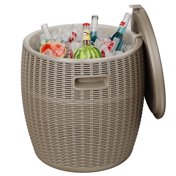 EasyUp Resin Ice Bucket – Insulated Outdoor Bar Cooler, Leakproof Ice Chest for Patio, Poolside & Camping.Independence Day Gift.