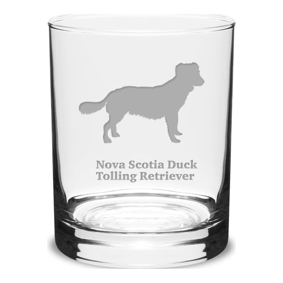 Nova Scotia Duck Tolling Retriever Deep Etched 14 oz Classic Double Old Fashion Glass