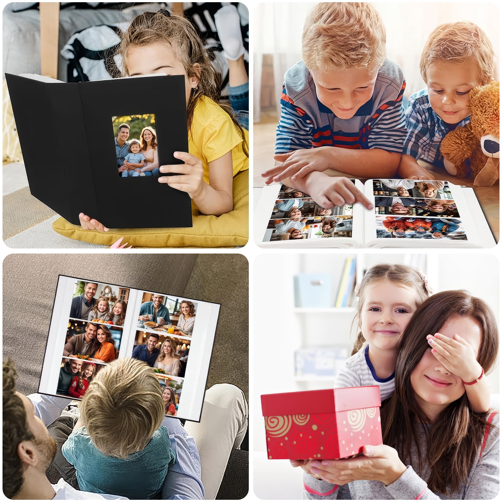 4x6 Photo Album Holds 300 Pictures, Linen Cover with Front Window, Large Capacity Slip-in Picture Album for Weddings, Kids, Travel, Anniversaries, and Family Baby Photos, Black