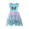 thumbnail image 5 of AUNVITO Girls Summer Sleeveless Dress Flutter Sleeves Snowflake Sequins Embroidery Round Neck Tulle Fairy Tale Party, 5 of 8