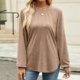 thumbnail image 5 of Scyoekwg Womens Long Sleeve T Shirts Crew Neck Pleated Tunic Shirts Trendy Lightweight Dressy Casual Blouses Fall Tops Solid Color Pullover (Khaki,L), 5 of 8