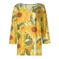 thumbnail image 3 of JULMCOMO Womens Summer Tops Button Down V Neck Blouses 3/4 Sleeve Fashion T-Shirts Sunflower Print Dressy Casual Tops Tunic, 3 of 5