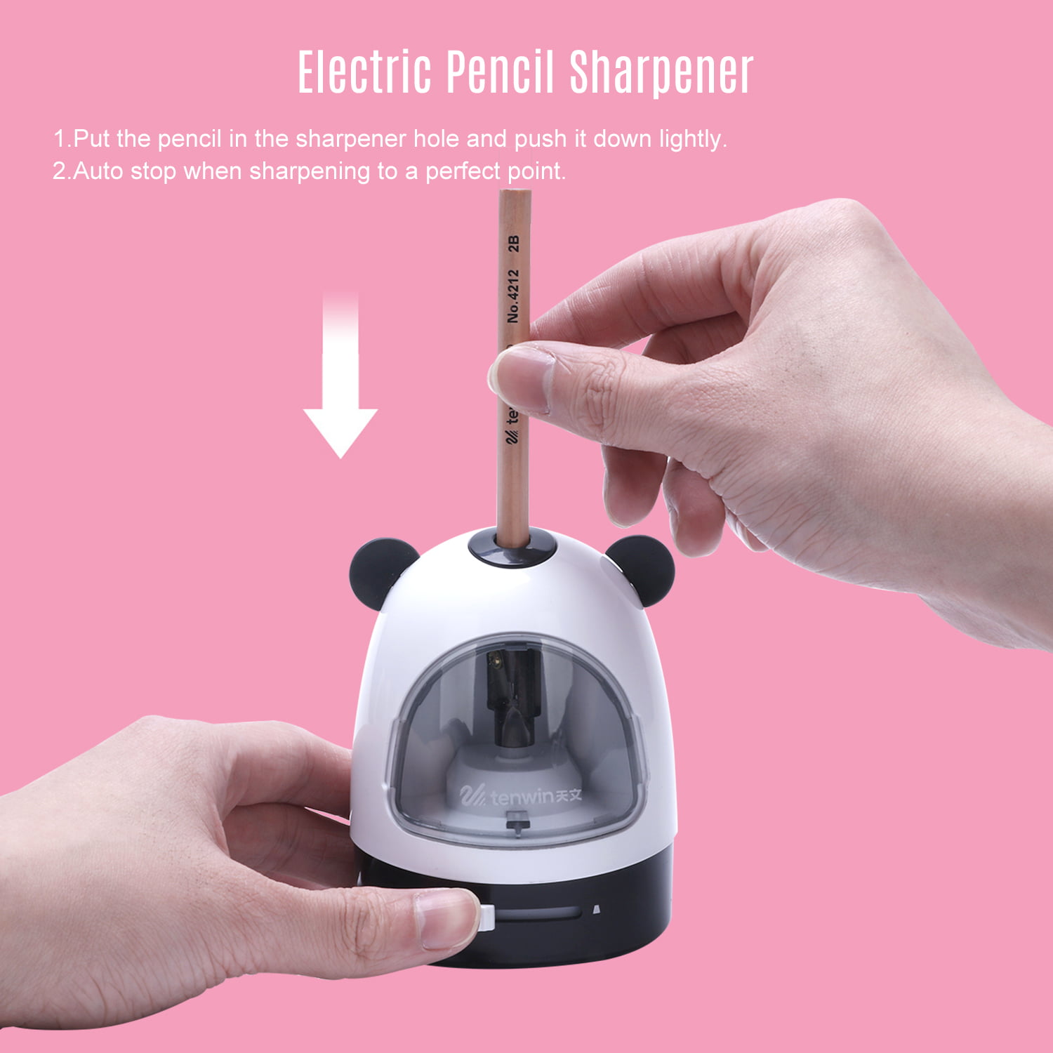 3 Settings, Details about   Colored Pencil Sharpener Electric For Pencils 6-8mm Fast Sharpen 