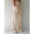 thumbnail image 2 of Pantalón PIDOGYM de algodón y lino, verano, casual, holgado, color caqui, 2 of 5