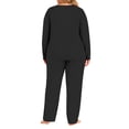 thumbnail image 4 of Xaqiouau Women Fleece Lined Pajama Set Warm Thermal Underwear Long Sleeve Top and Pants Plus Size Winter Lounge Sleepwear, 4 of 9