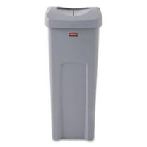 Universal Square Trash Can with Swing Lid 23 gal Plastic Gray