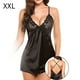 thumbnail image 1 of Sexy camisón de encaje con cuello en V profundo ropa de dormir sin espalda camisón vestido, negro, xxl seitruly AP001176-20B, 1 of 7