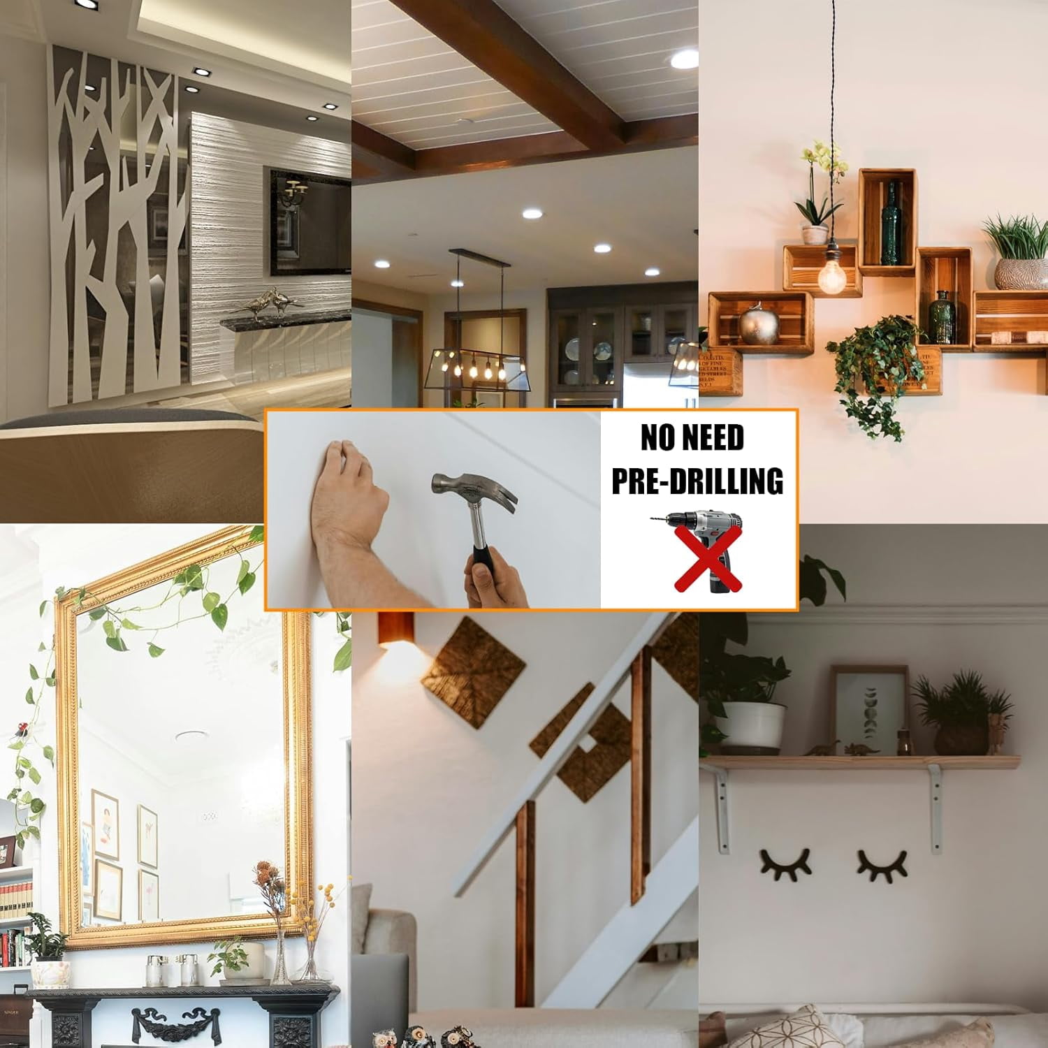 Drywall Anchors with Screws Kit, Self Drilling, 3 Sizes, Total 50pcs, Sheetrock Wall Anchors & Nails for Hanging Pictures, Book Shelf, Home Decor, Expansion Anchors and Screws Set(No Drill Needed)