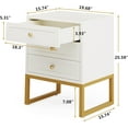 thumbnail image 3 of Tribesigns Modern Nightstand with 3 Drawers, Wood Bed Side Table for Bedroom, Tall White Gold Night Stand with Gold Metal Legs for Living Room, 3 of 7