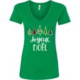 thumbnail image 3 of Inktastic Joyeux Noel with Christmas Trees Women's V-Neck T-Shirt, 3 of 5
