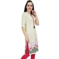 thumbnail image 2 of Bimba Women's Cream Moss Georgette Kurti Summer Wear Printed Tunic Kurta-4, 2 of 8