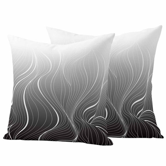Outdoor Waterproof Pillow Covers Black Ripple White Abstract Line Decorative Throw Pillow Protectors,Pillowcase Cushion Cases for Patio Sofa Garden Couch,16x16in,Pack of 2