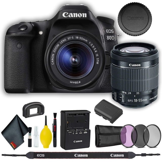 Canon EOS 80D Appareil Photo Reflex Numérique avec Objectif 18-55mm (Modèle Intl) Ensemble de Base