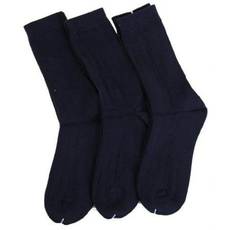 Memoi Boys' Cotton Dress Socks 3-Pack black 12-14