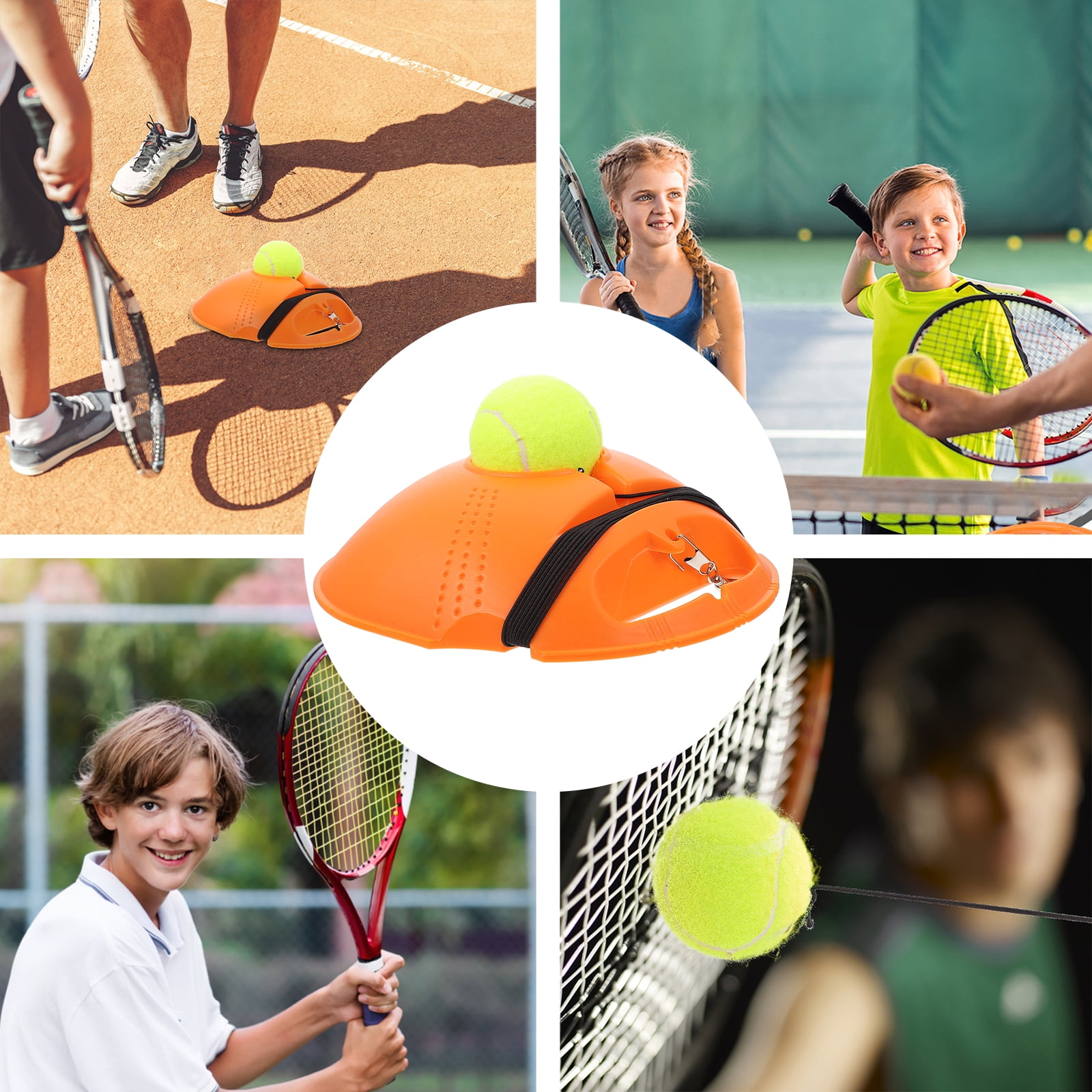 SKISUNO 1Set Tennis Training Base Orange Self Training Tool for Accurate Stroke Practice