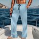 thumbnail image 1 of Pantalones de pijama largos para hombre, informales, con estampado a cuadros, holgados, deportivos, elásticos, rectos, vintage, con bolsillos, 1 of 6