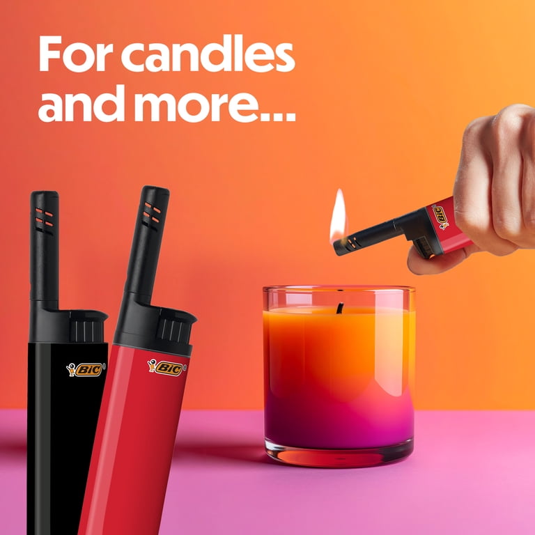 easy light cigarette lighters 50-Pack Disposable with Stand and Box  Wholesale Bulk Set for Cigarettes, Candles, Campfires, and Stovetops The handy hook can hitch it on the wall or other places BIC Candle Lighter with 1.45-inch