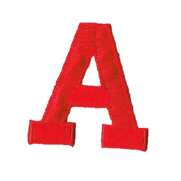 Alphabet Letter A Color Red 2" Block Style Iron On Embroidered