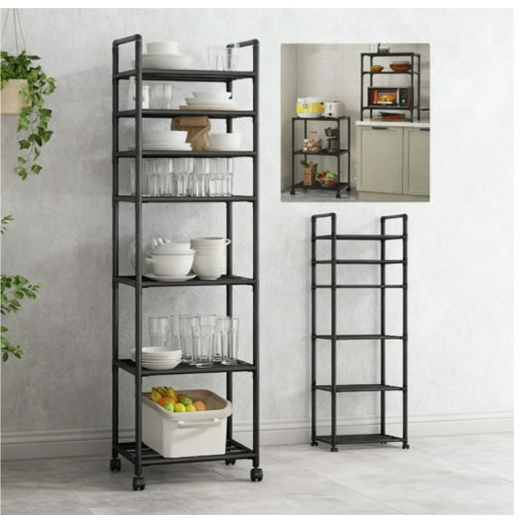 Estante De Almacenamiento Cocina Y Baño Organizador Gabinete Negro