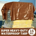 thumbnail image 6 of Tarp 10x12 ft Super Heavy Duty 16mil 100% Waterproof,Uv Resistant,High Durability Multipurpose Brown Tarp Suitable for Courtyards, Cars, Camping, Gardens, Pet Nests -by MVPNET, 6 of 7