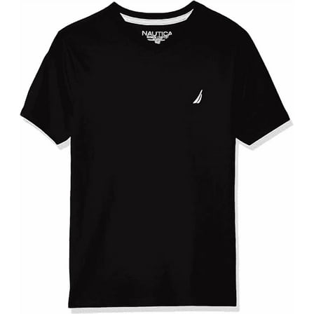 Nautica BLACK Boys' Short Sleeve Solid V-Neck T-Shirt, US Medium (10-12)