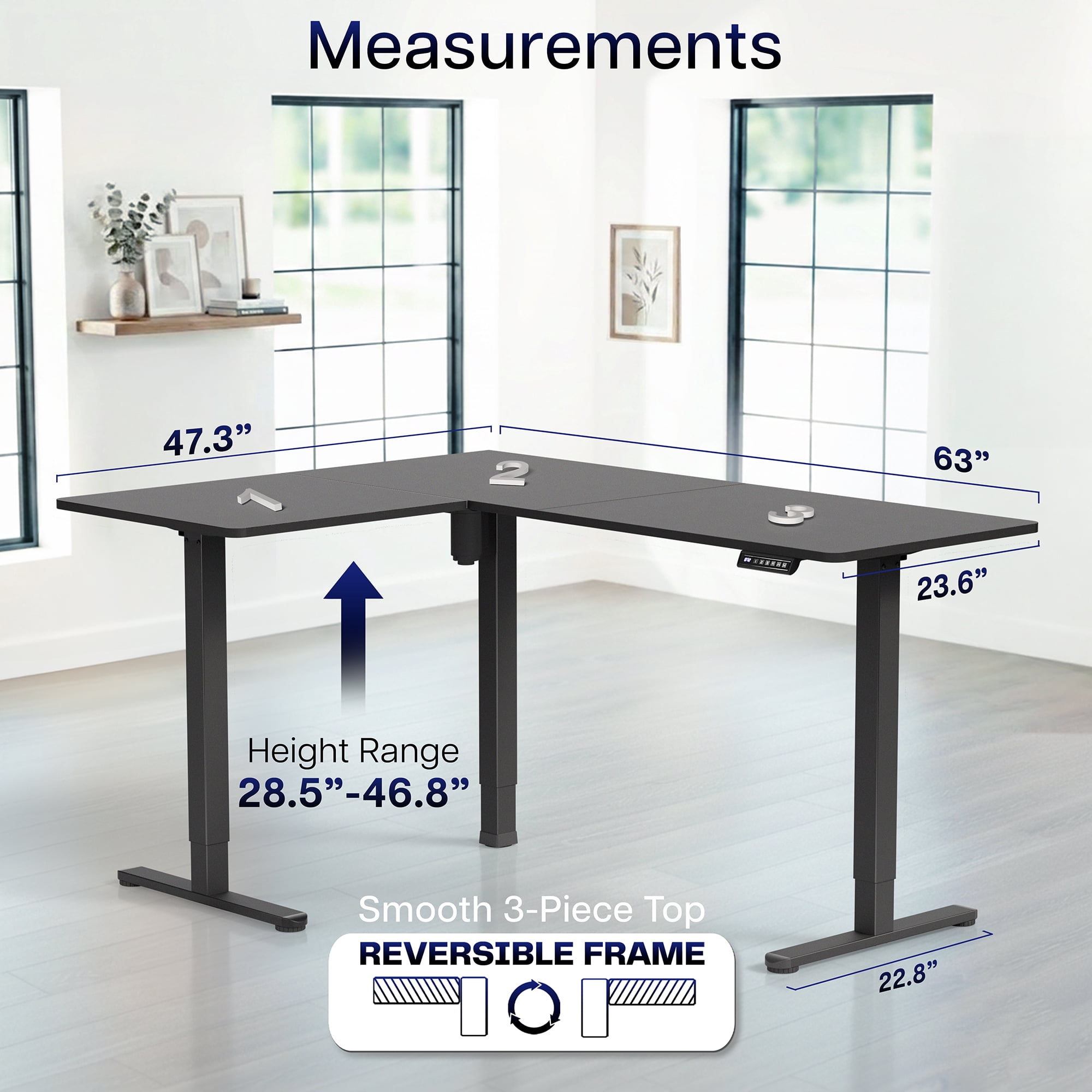VIVO Black Electric 63" x 47" Corner Standing Desk