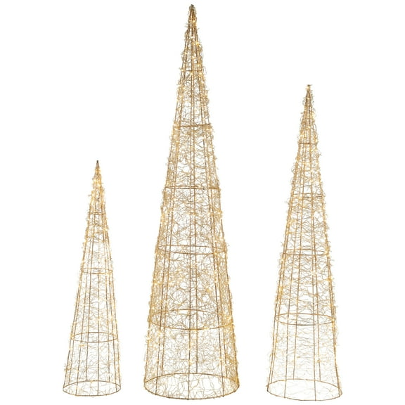 Northlight LED Lighted Twinkle Outdoor Christmas Cone Trees - 39.5" - Copper - Set of 3