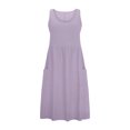 thumbnail image 4 of cfhntfmh Casual Dress for Women Summer Round Neck Tank Dress Sleeveless Flowy Plain Vacation Midi Dress with Pockets, 4 of 6