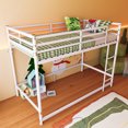 thumbnail image 3 of Leumius Metal Loft Bed,Twin Over Twin Bunk Bed with with Safety Guard Rails and Space-Saving Design,White, 3 of 7