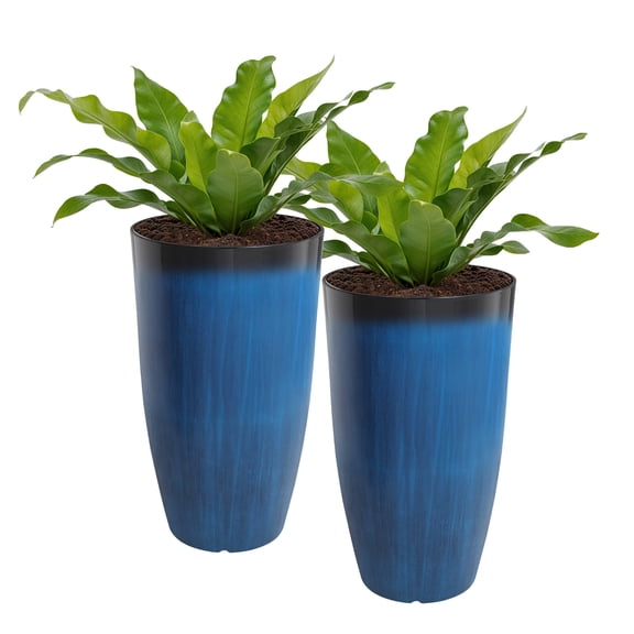 Ultym 24 inch Plastic Planters Set of 2 Blue Glazed Finish
