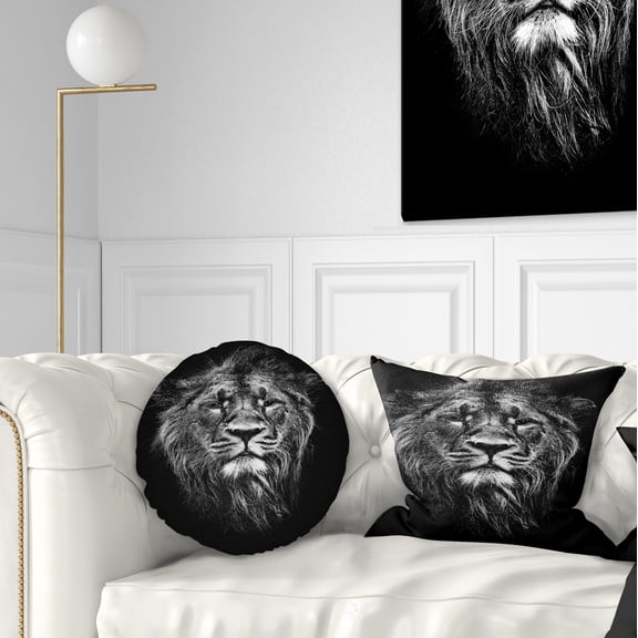 Designart Male Asiatic Lion - Animal Throw Pillow - 12x20
