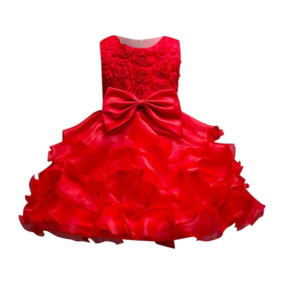 Toddler Girls' Dresses Kids Birthday Long Elegant Sleeveless Mesh Princess Dresses Flower Wedding Clothes for Girls Size 3-4T