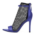 thumbnail image 2 of YDN Women Open Toe Stiletto High Heel Mesh Boots Ankle Strap Booties Pump with Back Zipper Size 8.5 Blue, 2 of 4