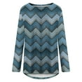 thumbnail image 4 of Long Sleeve Shirts for Women Dressy Casual Crew Neck Hem Flowy Tops Color Block Geometry Printed Oversized Loose Tunic Shirts Graphic Tees for Spring Fall #B06-Orange S, 4 of 5