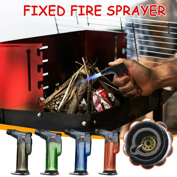 Fufafayo under $5 Torch Lighter, Butane Gas Windproof Lighter, Adjustable Flame Fire Lighter, Rechargeable Kitchen Outdoor Lighter for Candle, Camping, Barbecue Use