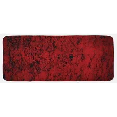 

Red and Black Kitchen Mat Abstract Pattern with Grungy Distressed Look and in Vintage Style Plush Decorative Kitchen Mat with Non Slip Backing 47 X 19 Black Red