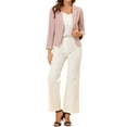 thumbnail image 3 of INSPIRE CHIC Women's Blazer Open Front Wear-to-Work Summer Crop Suit Jacket 3XL Pink-Solid, 3 of 7