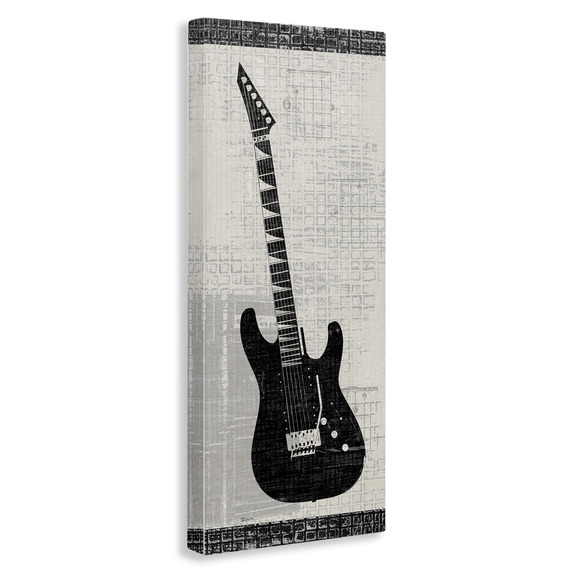 Stupell Industries Patterned Electric Guitar Performing Arts Painting Gallery Wrapped Canvas Art Print Wall Art, 20 x 48