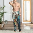 thumbnail image 2 of Naloa Whimsical Goat Artist Pajama Pants Men, PJ Bottoms, Sleep & Lounge Pants-Small, 2 of 6
