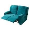 thumbnail image 1 of SHANNA Reclining Love Seat Slipcover, 2-Seater 6-Piece Velvet Stretch Loveseat Reclining Sofa Covers, Green, 1 of 12