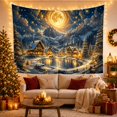 thumbnail image 3 of Moonlit Winter Village in Snowy Mountains, Serene Watercolor for Nature Lovers, Lakefront Cabin Art, Christmas Gift Tapestry Wall Hanging for Bedroom and Living Room, 3 of 7