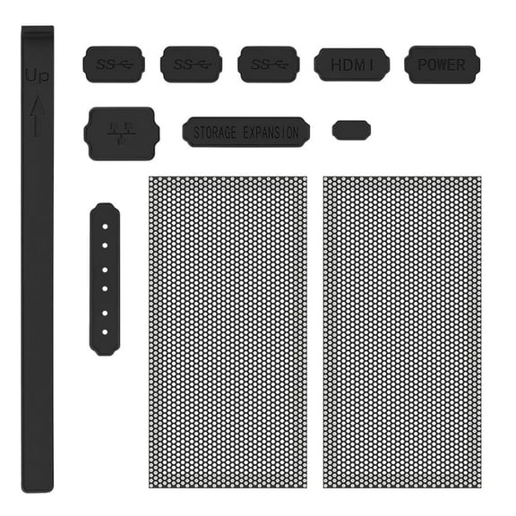 Dust Cover Compatible with Xbox Series X - Dust Filter Kit with Protective Nets and Silicone Jack Stopper