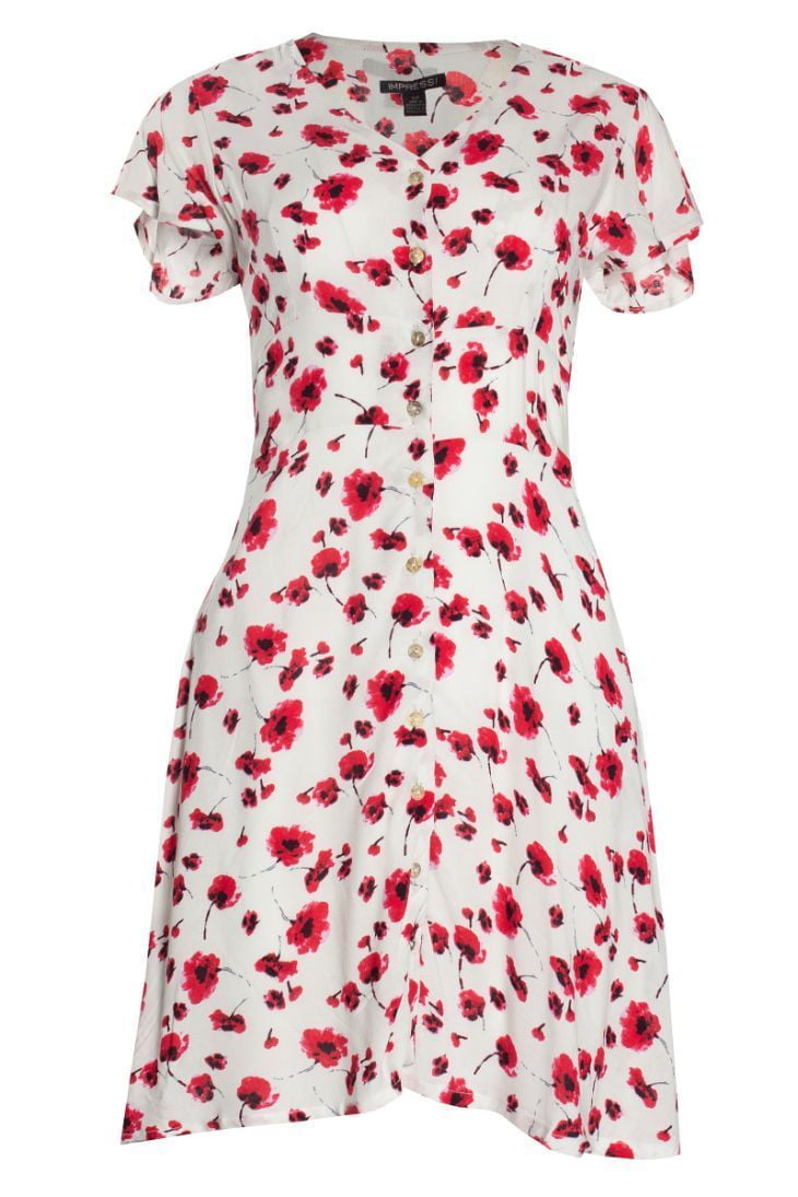 Fairweather Floral Button-Up Day Dress - White | Walmart Canada