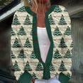 thumbnail image 2 of Women's Cardigans Xmas Tree Printed Crew Neck Button Down Cozy Long Sleeve Jacket Warm 2025 Fall Winter Trendy Loose Casual Work Sweaters for Women YB Green S, 2 of 5