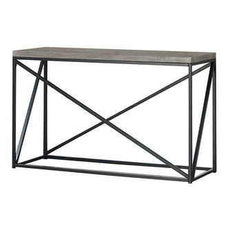 SEI Furniture Darrin Narrow Console Table - 56 Inch, Metallic Gold With Mirrored Top