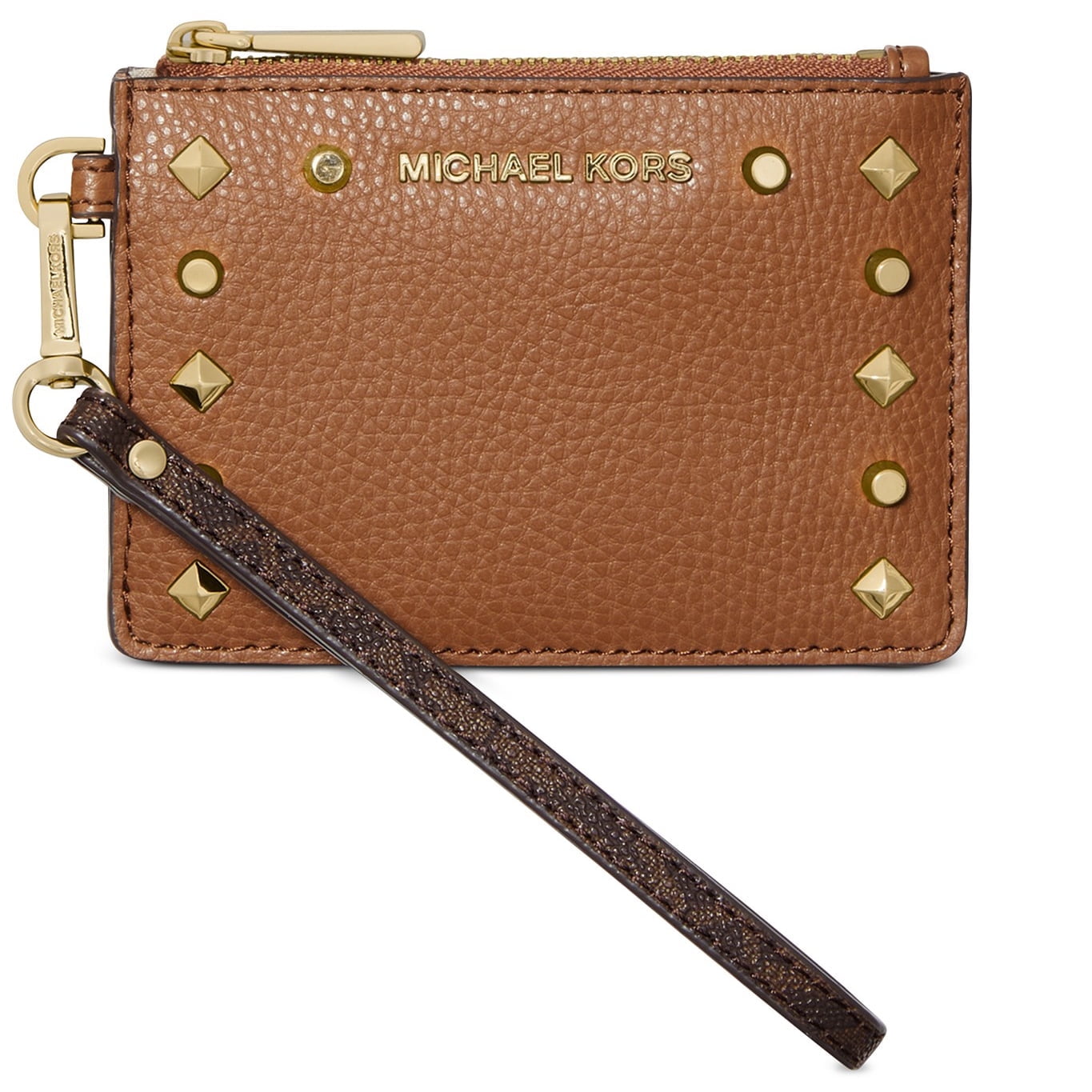 Michael Kors Women's Signature Jet Set Small Top Zip Card Case Wallet (Brown / Luggage)