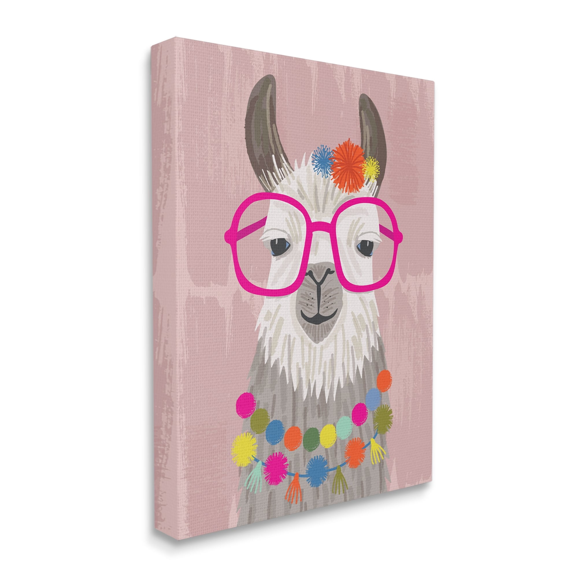 Llama Silly Glasses Polka Dots Festive Animal 36 in x 48 in Painting Canvas Art Print, by Stupell Home Décor