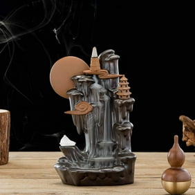 Grtxinshu Ceramic Glaze Dragon Censer Waterfall Smoke Backflow Cone Sticks Incense Burner With 10pcs Cones Walmart Com Walmart Com