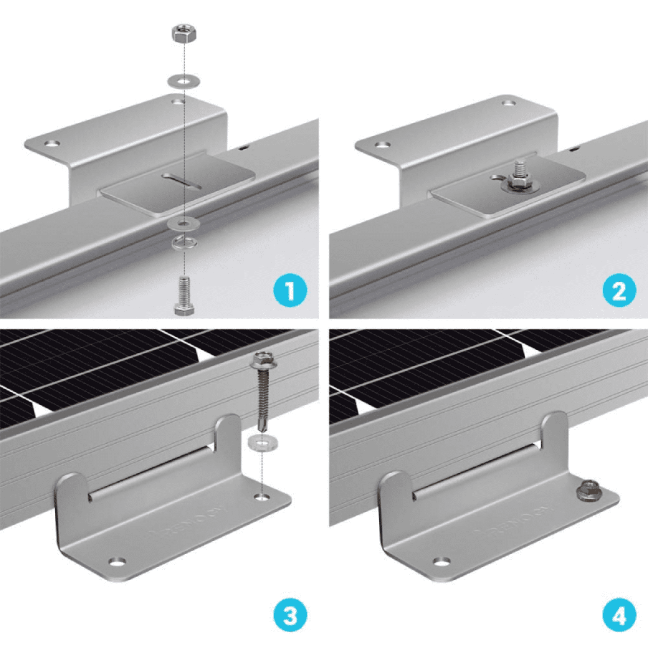 4 Sets of Solar Panel Mounting Z Brackets Lightweight Aluminum Corrosion-Free Construction for RVs, Trailers, Boats, Yachts, Wall and Other Off Gird Roof Installation