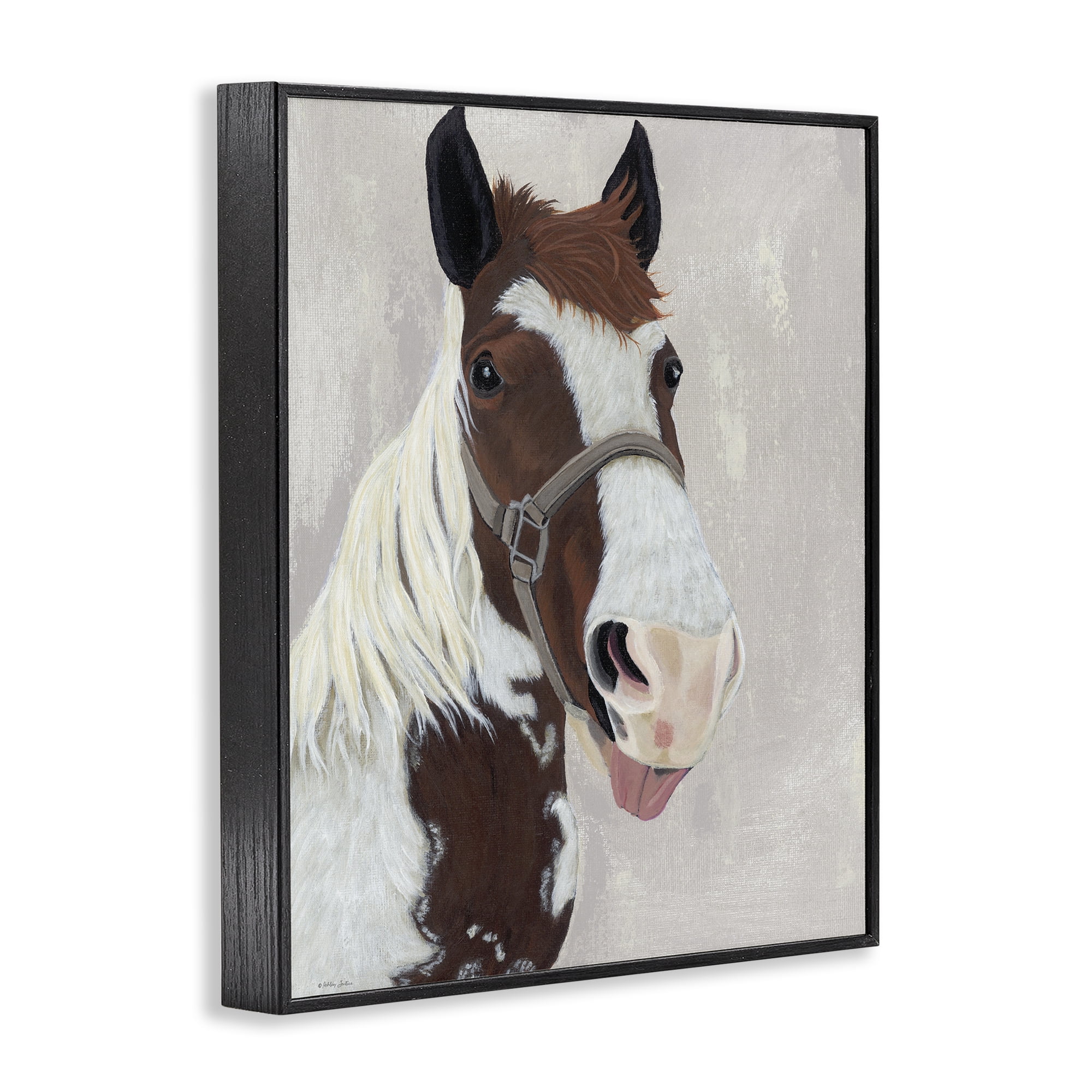 Stupell Industries Henry Horse Funny Tongue Black Framed Giclee Art, design by Ashley Justice